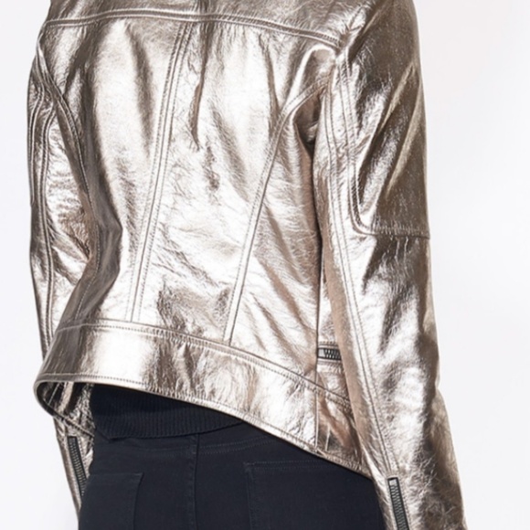 Mica Biker Metallic Leather Jacket - Picture 4 of 8
